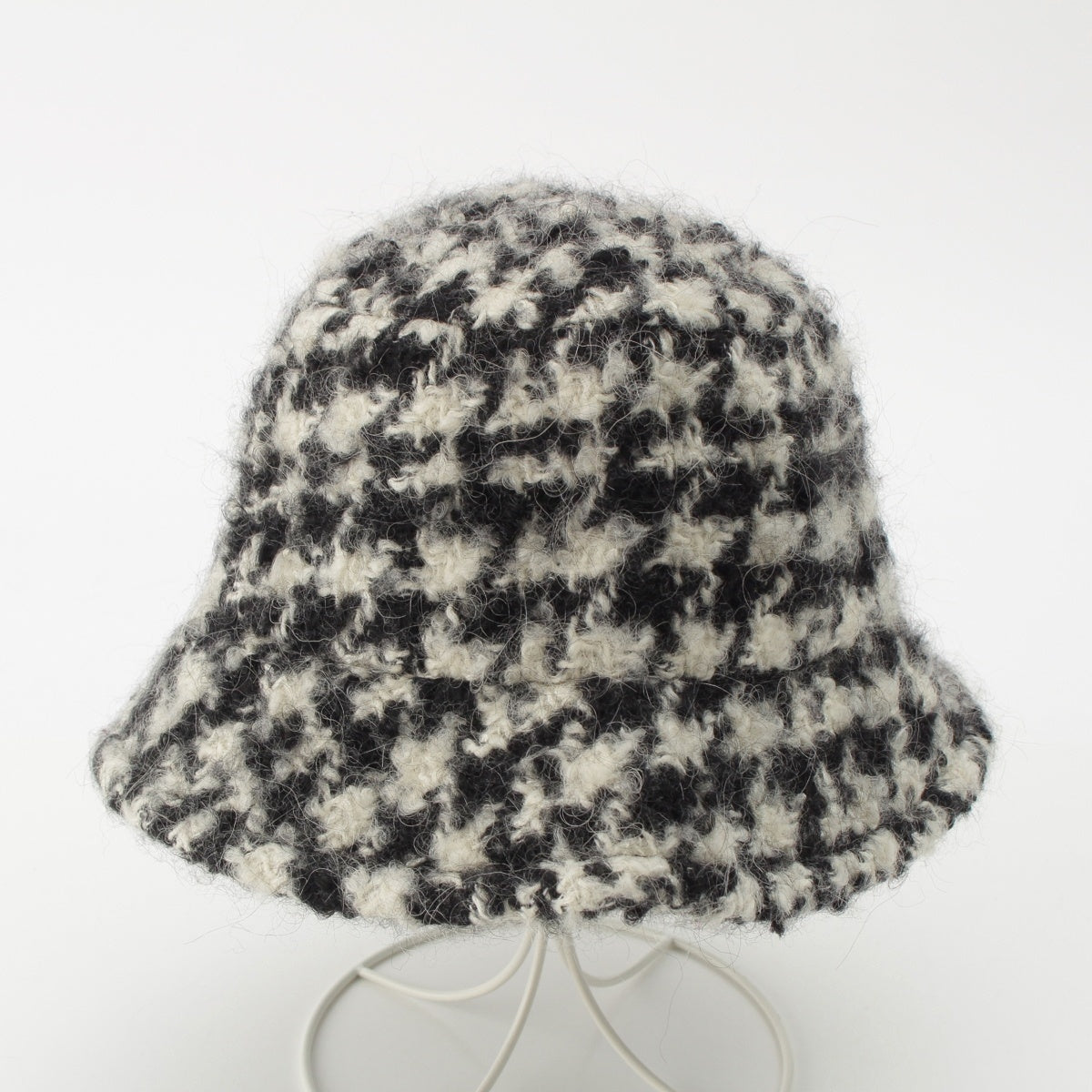NINA RICCI Wool blend Houndstooth Bucket hat hat Black White