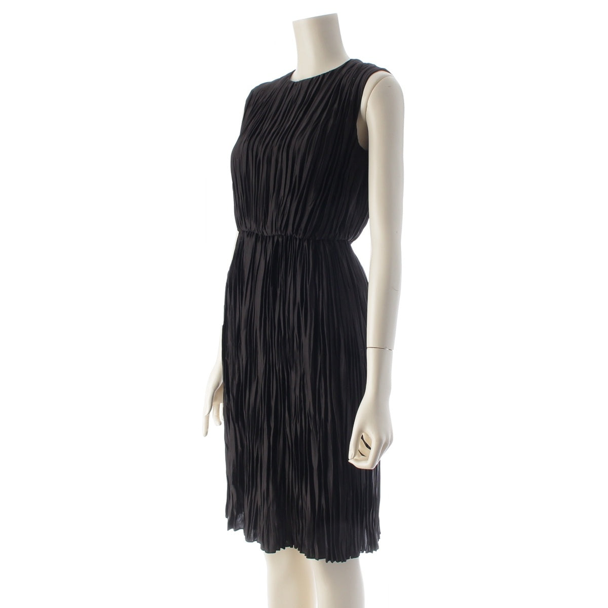 GUCCI Triacetate, Polyester, Silk Pleated design sleeveless one piece tops 404476 black 36