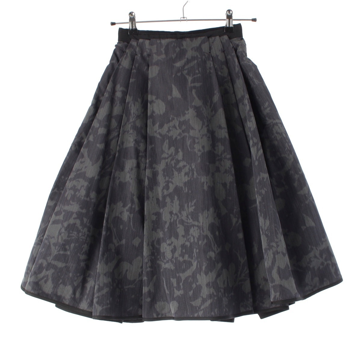 LOUIS VUITTON Polyester silk taffeta Camouflage all-over print volume skirt Flared Bottoms Moss Green Black 34