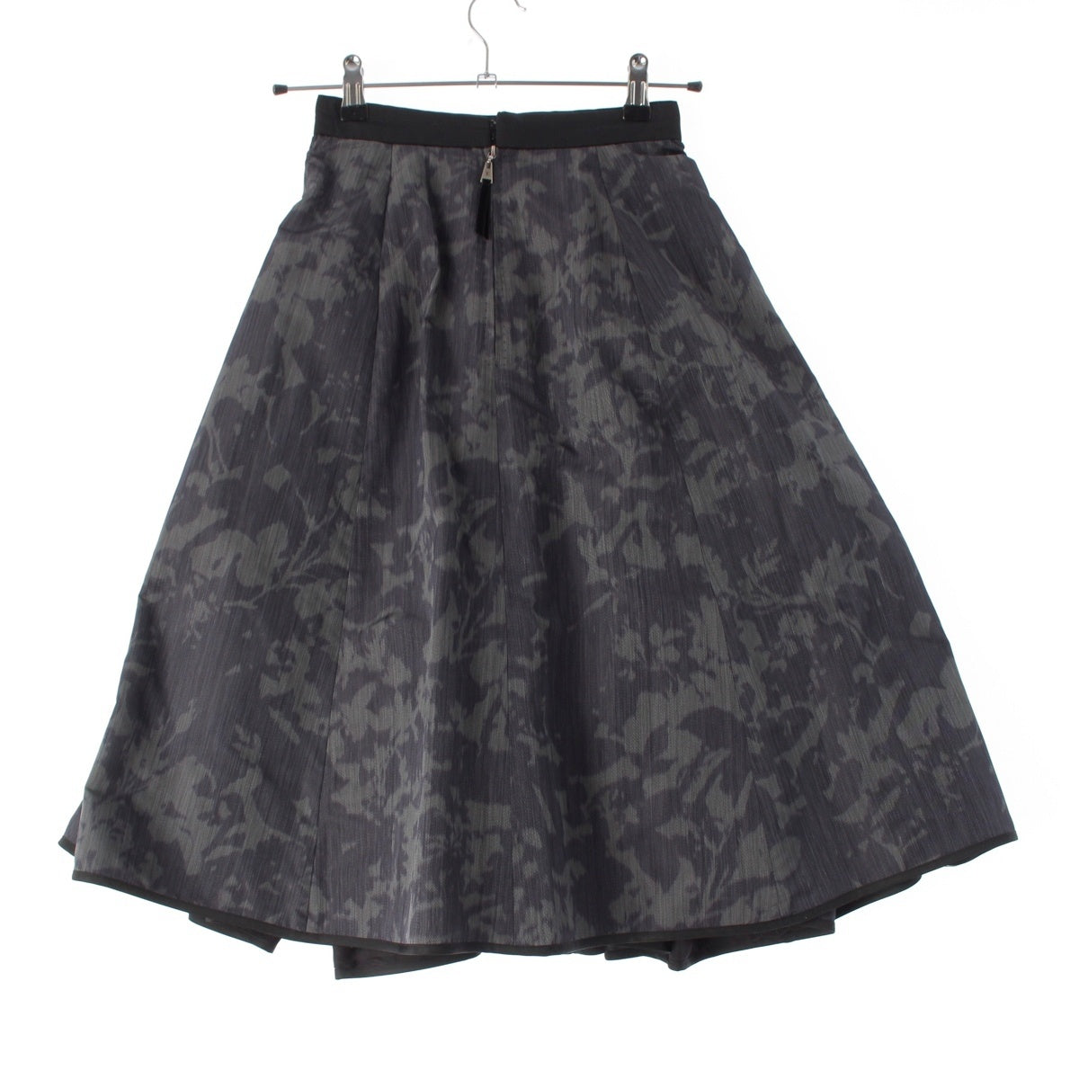 LOUIS VUITTON Polyester silk taffeta Camouflage all-over print volume skirt Flared Bottoms Moss Green Black 34