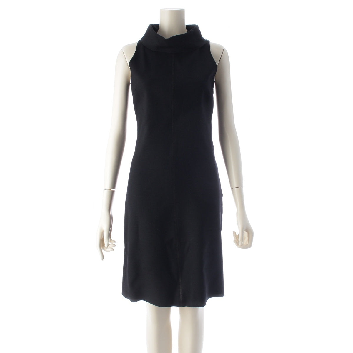 PRADA Virgin wool Roll neck sleeveless dress one piece tops black 36