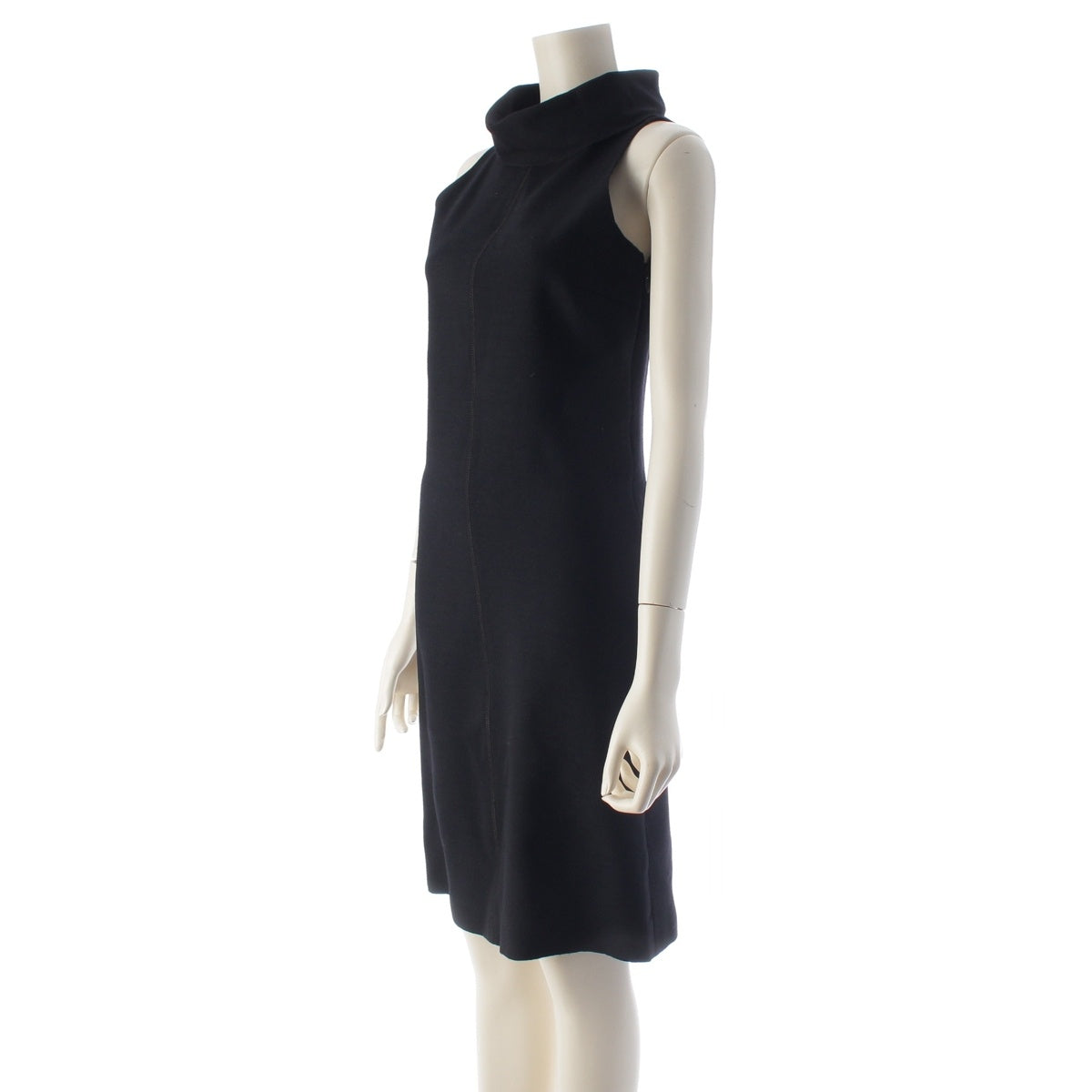 PRADA Virgin wool Roll neck sleeveless dress one piece tops black 36
