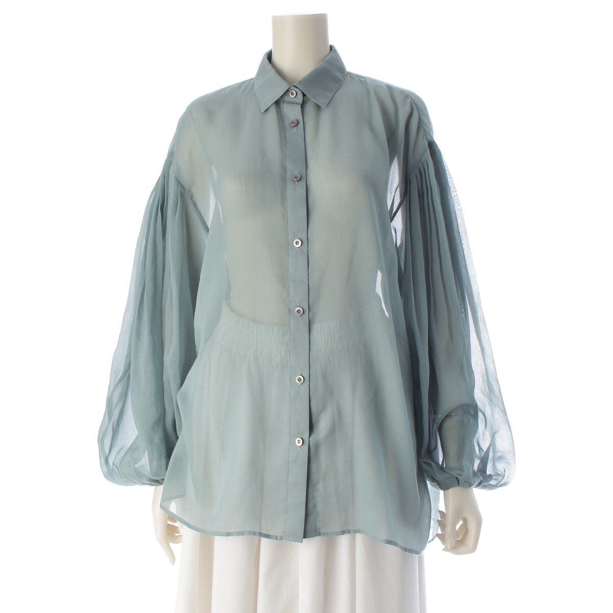 ADORE Organza Gathered Sleeves blouse Tops shirt 531-3110603 Blue green 38