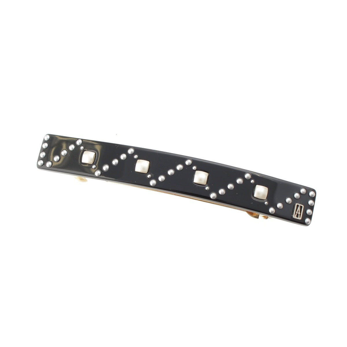 Alexandre de Paris Pearl barrette hair clip hair accessory black