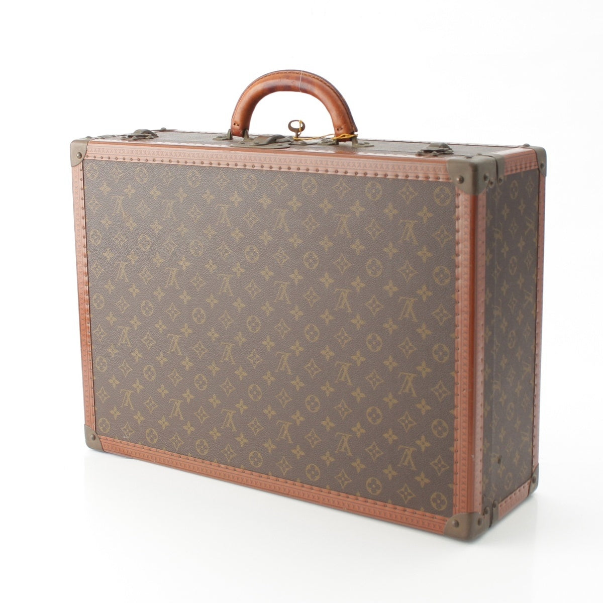 LOUIS VUITTON Alzer 55 leather Vintage Monogram trunk Brown