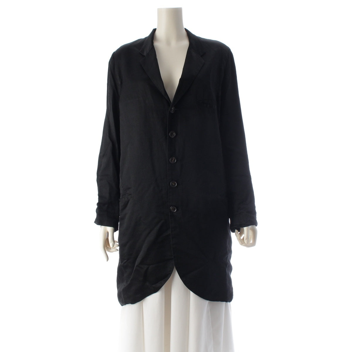 Yohji Yamamoto Silk rayon Rounded lettering, POUR LA NUIT (5 buttons) tailored jacket coat POUR LA NUIT black