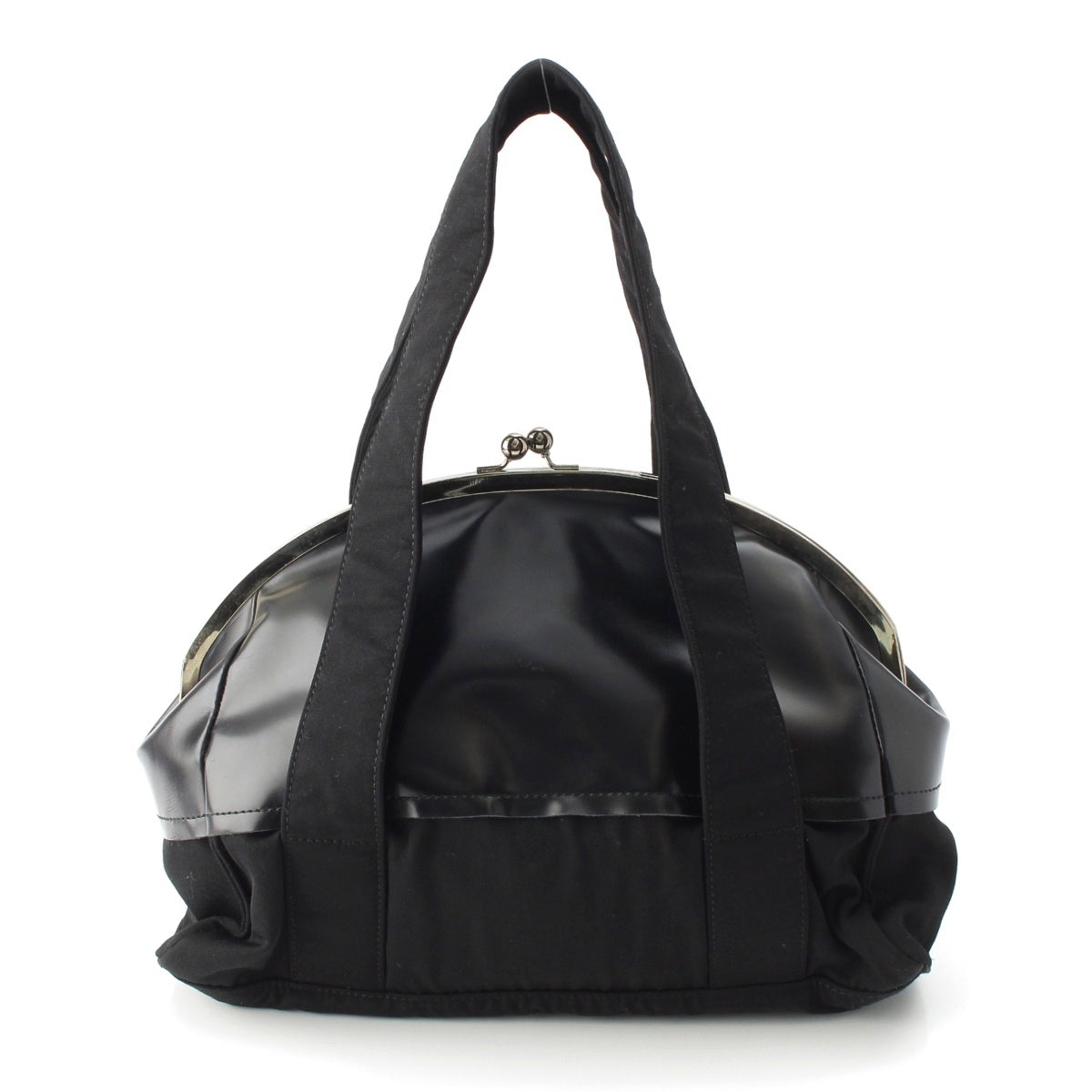 tricot COMME des GARCONS Leather wool Gamaguchi Handbag TM-K202 black