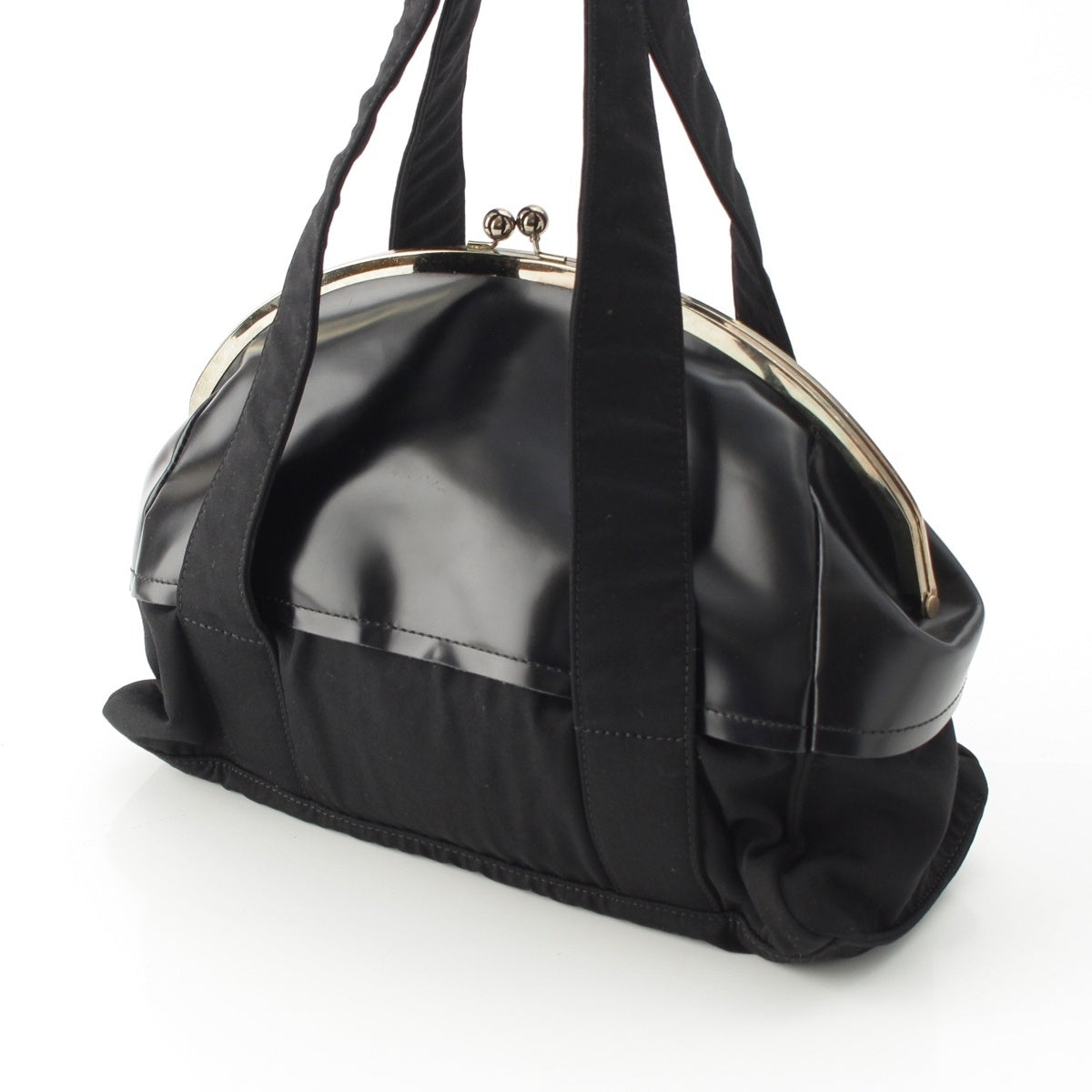 tricot COMME des GARCONS Leather wool Gamaguchi Handbag TM-K202 black