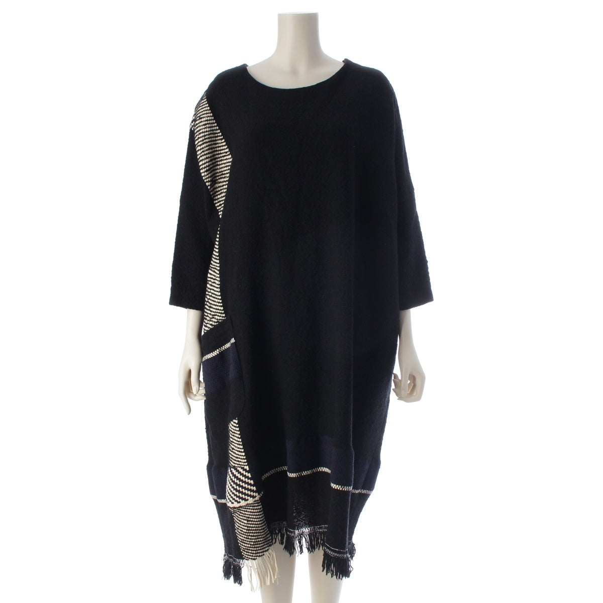 Y's Wool nylon Round neck one piece YY-D10-112 Black White
