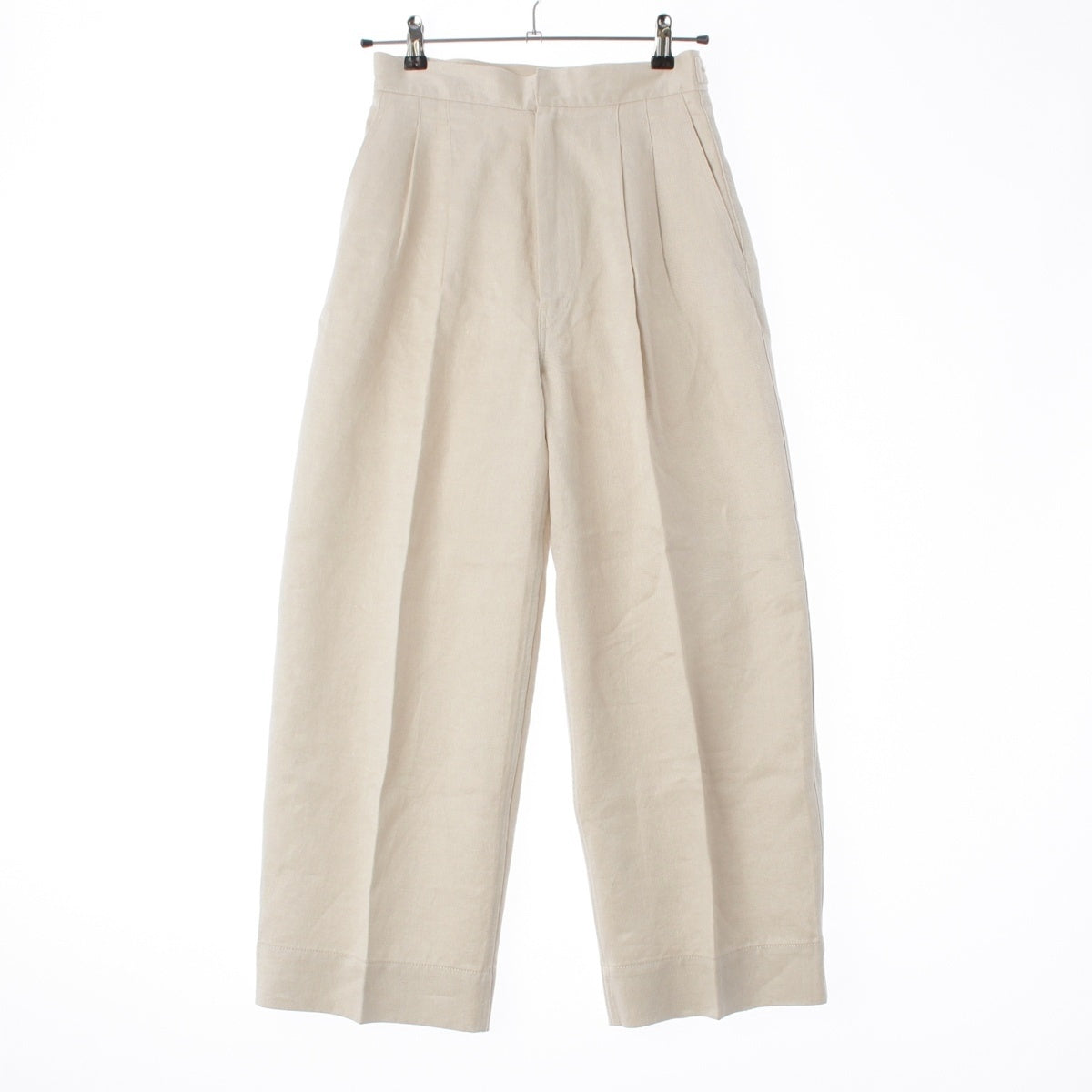 Drawer linen Two-pleat tapered trousers Pants Bottoms 6514-236-1402 Ivory 36