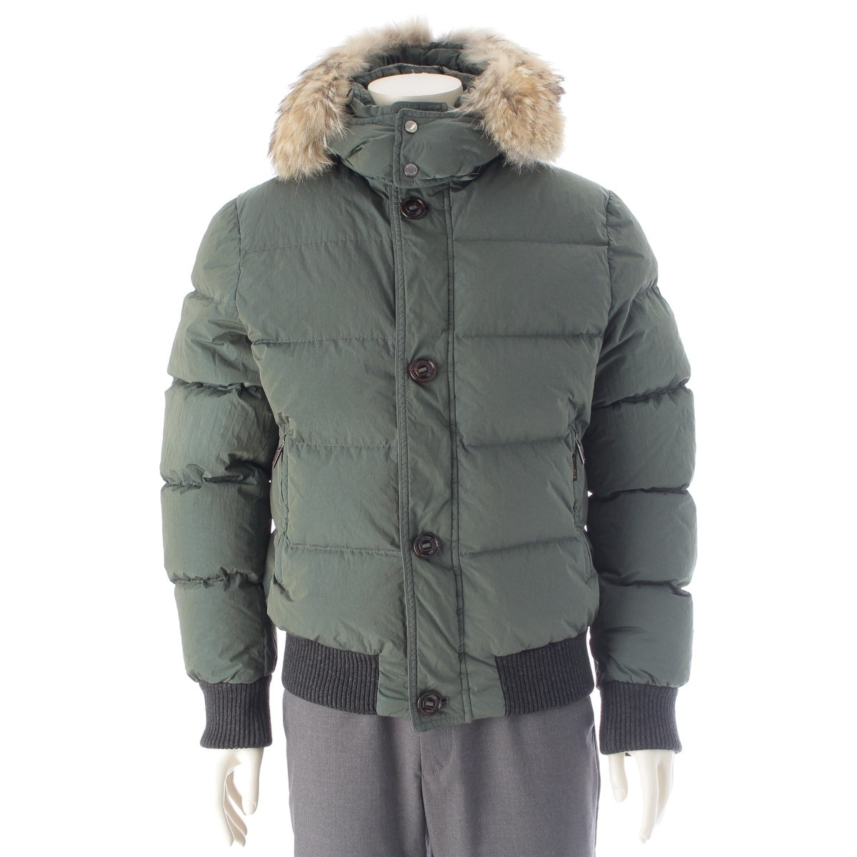 MooRER Fur-hooded double zipper Down jacket BACCO-4D Green system 48