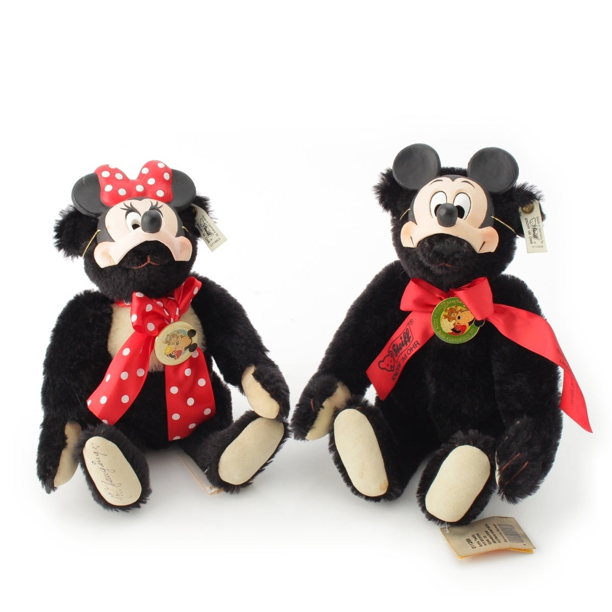 Steiff WDW Disney Convention Mickey & Minnie Teddy Bear Set with Mask Toys Limited to 1,500 units 011269/011863 Growler Black