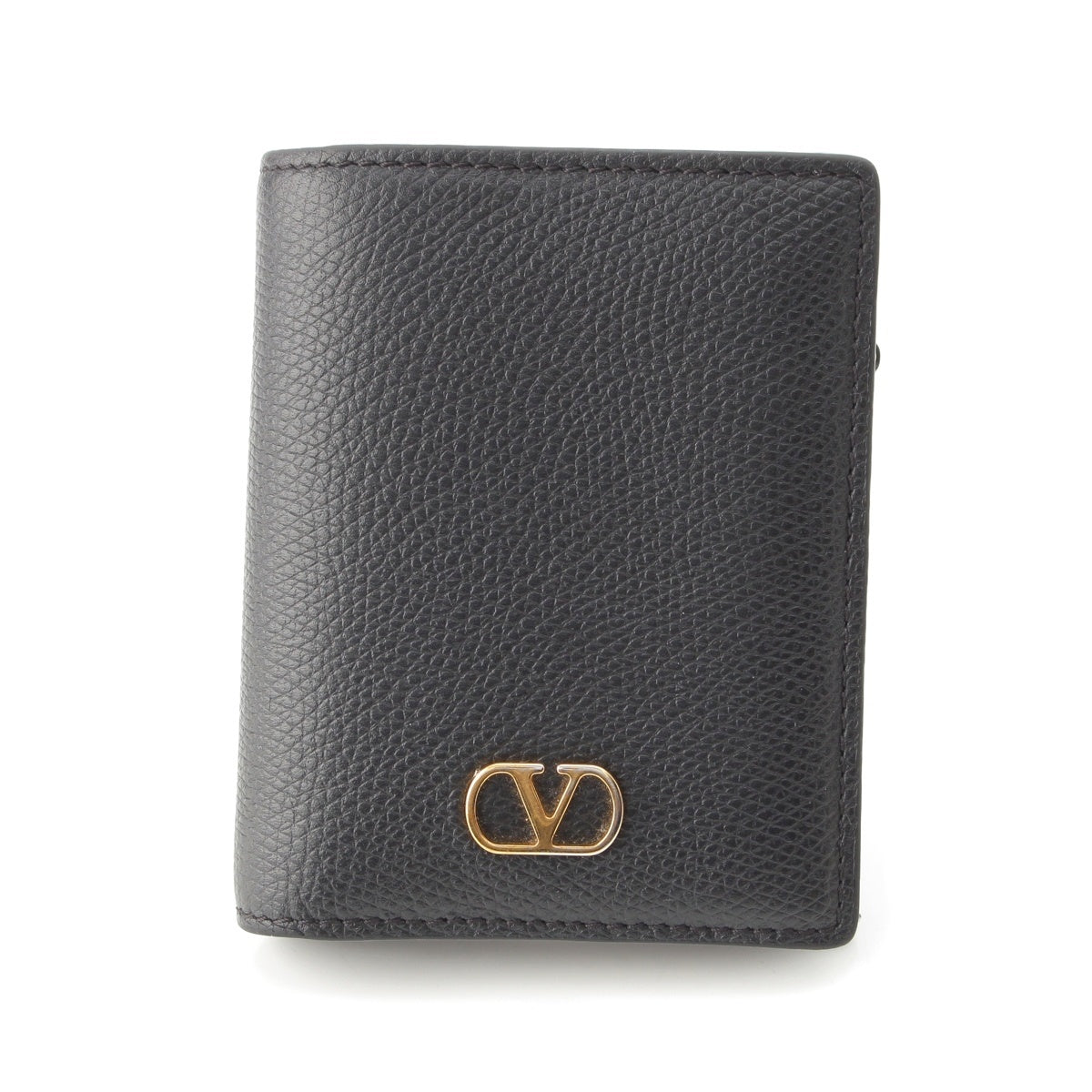 VALENTINO leather V Logo Compact Wallet Bifold Wallet black