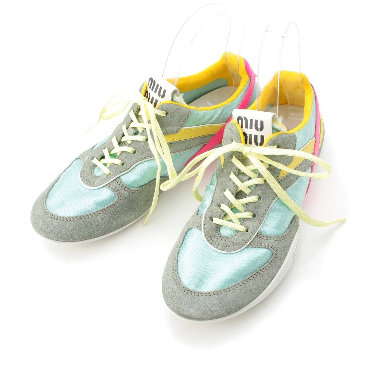 MIUMIU Diunasium Technical fabric suede Low cut sneakers shoes 5E428E blue 38 1/2