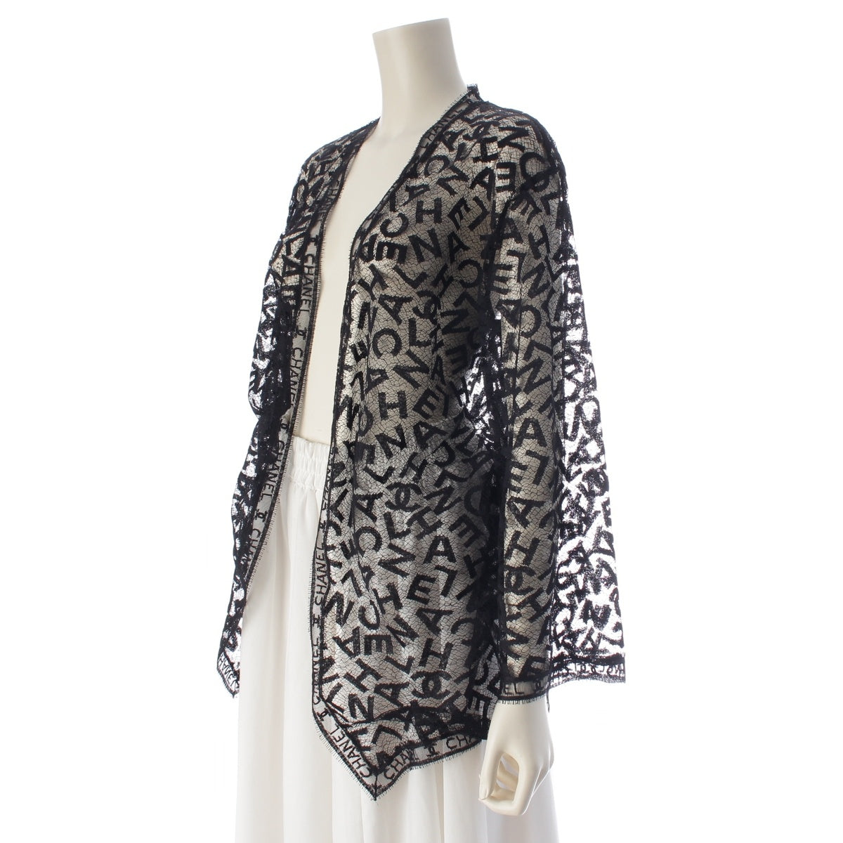 CHANEL cotton All-over logo lace cardigan P12224 black 34