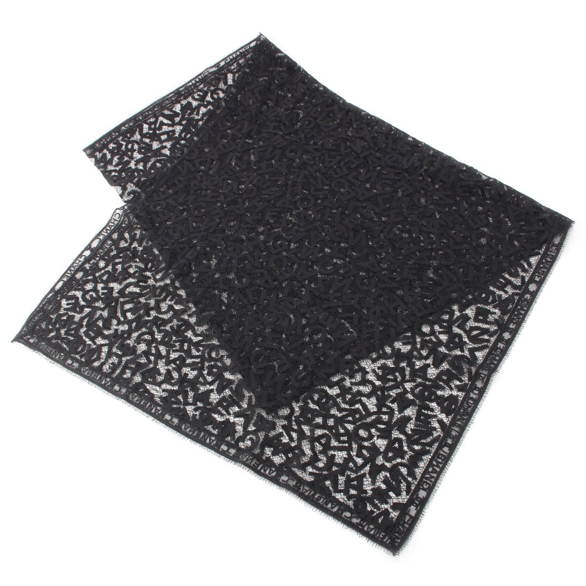 CHANEL cotton All-over logo lace Stall black