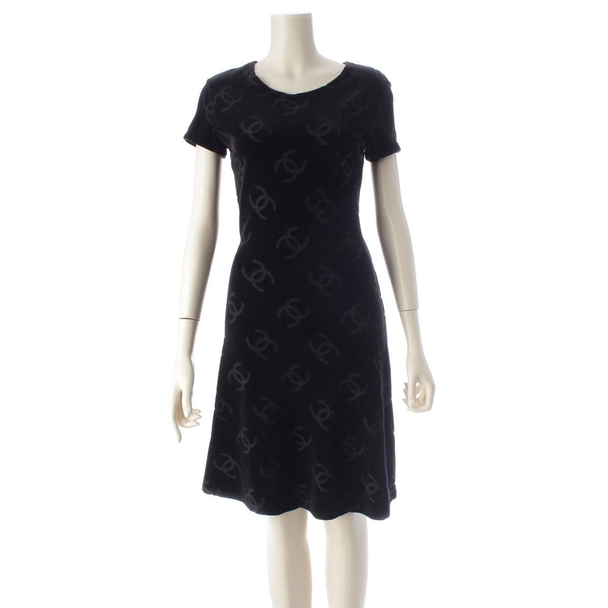 CHANEL Cotton nylon Velor one piece Tops Bottoms Skirts P06933 black 36