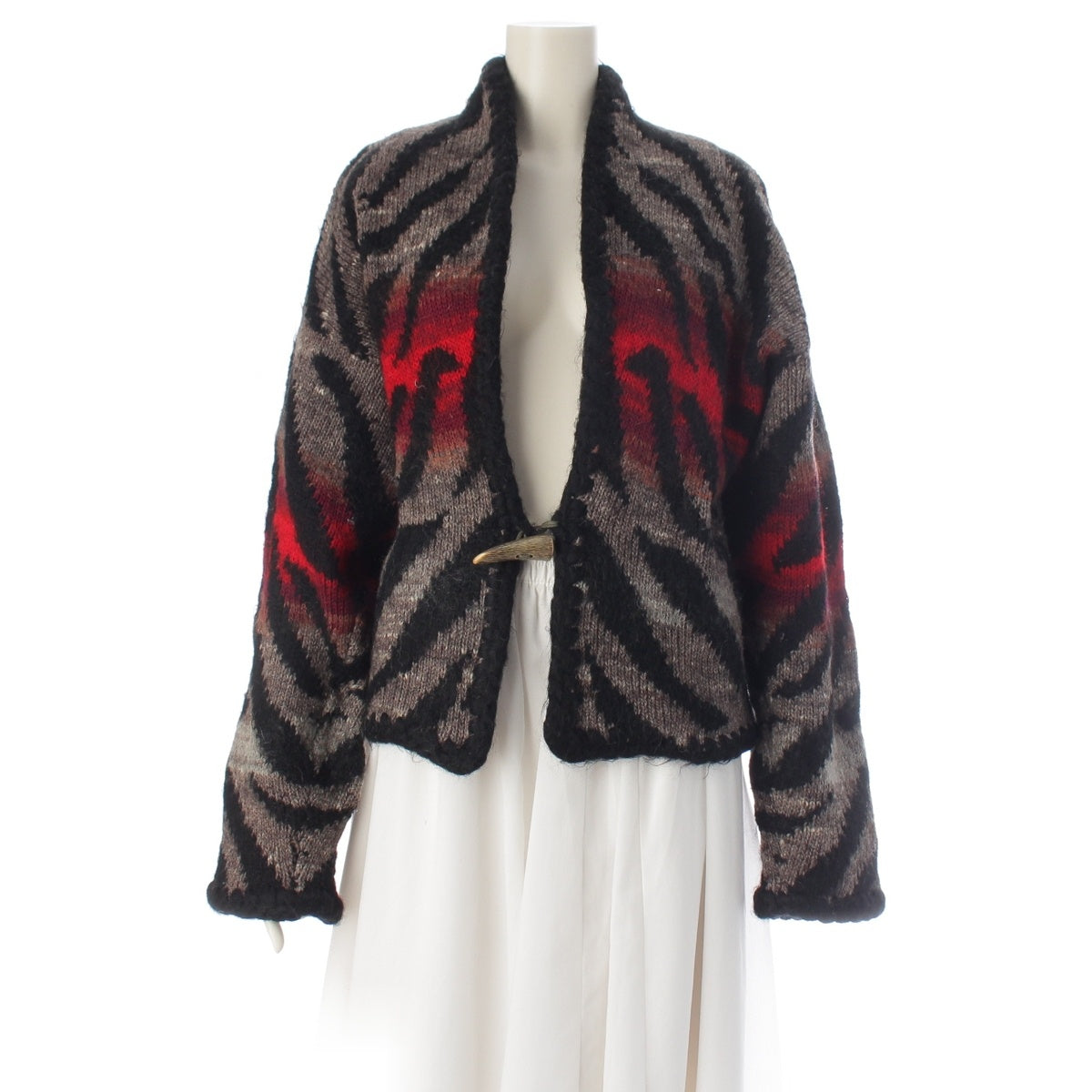 Yohji Yamamoto Vintage toggle button knit with gradient pattern. cardigan tops Black multicolor
