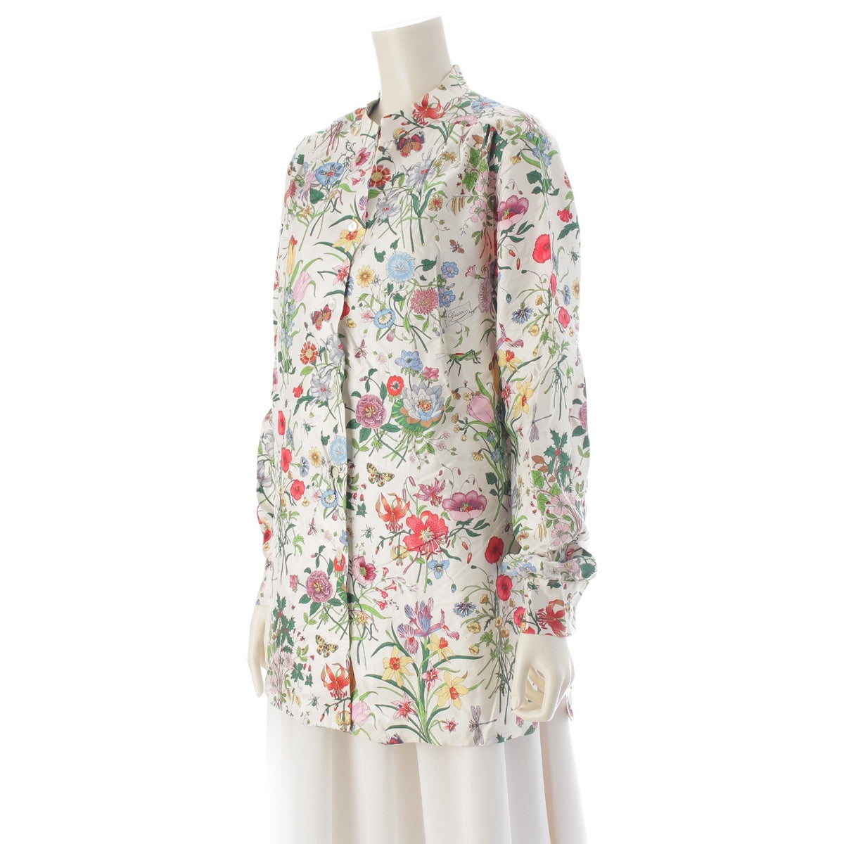 GUCCI silk Vintage Flora floral print blouse shirt multicolor 40