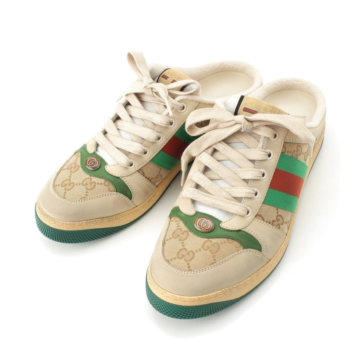 GUCCI Screener leather Mule Sandals shoes 835478 beige 8 1/2