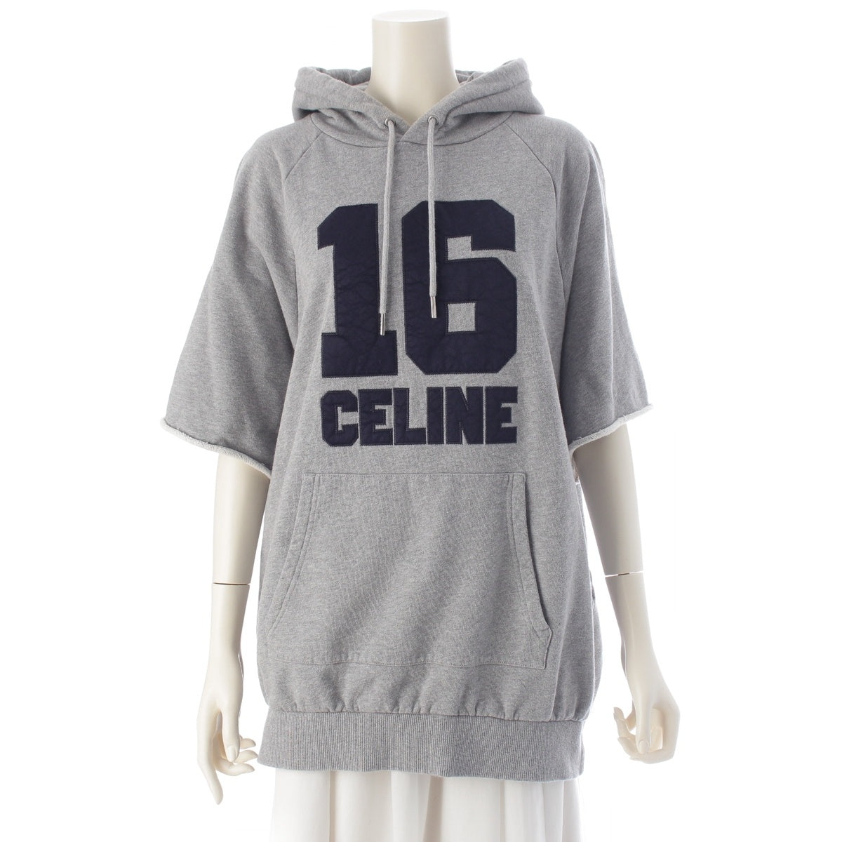CELINE 16-Patch Oversized Hoodie Parker Logo short sleeve 2X83D670Q gray XS