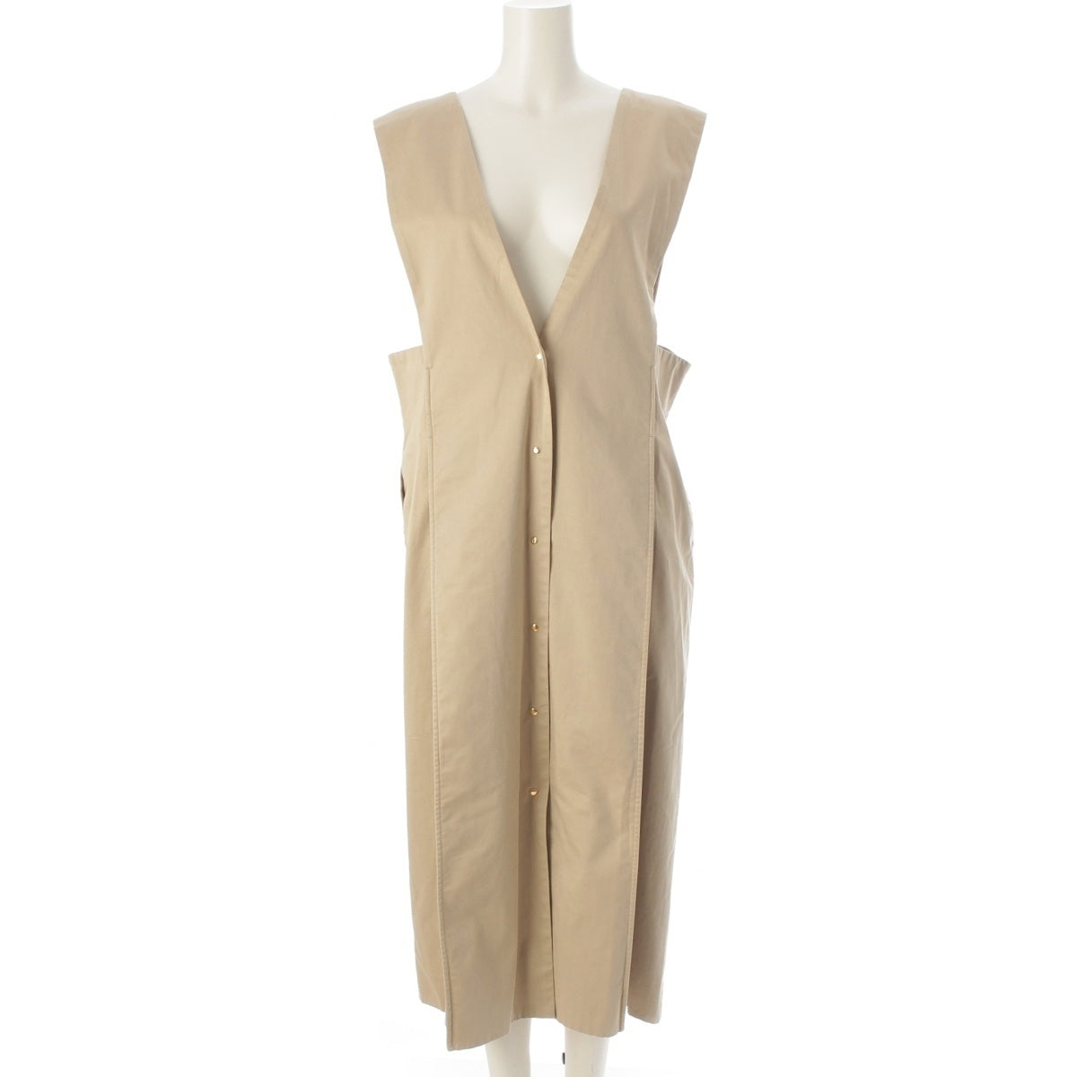 Drawer Cotton Chino Sleeveless Jumper Dress one piece Gillet 6526-299-1291 beige F