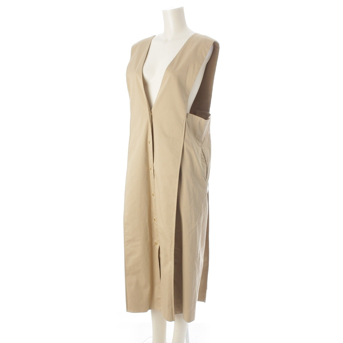 Drawer Cotton Chino Sleeveless Jumper Dress one piece Gillet 6526-299-1291 beige F