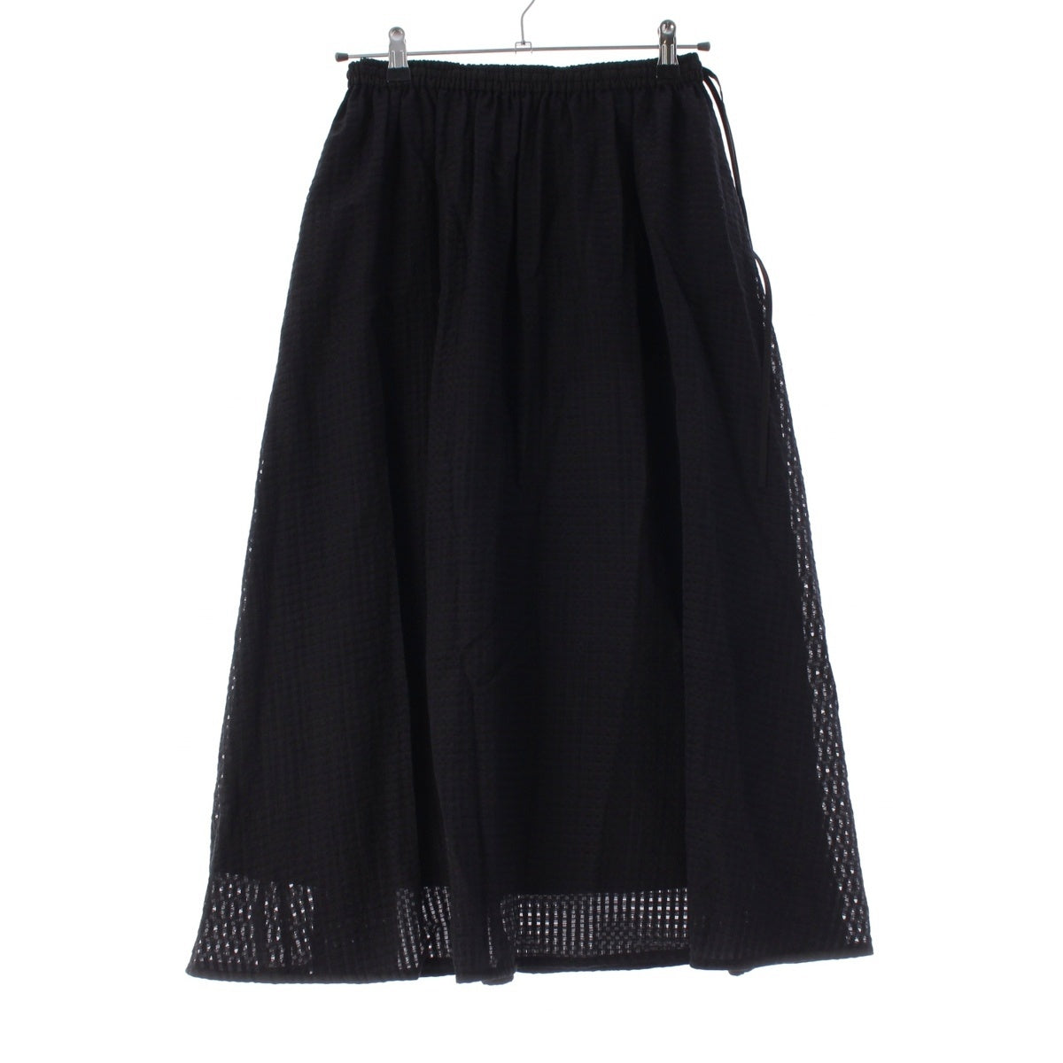 Drawer WGathered Check Flare Long Dress skirt Bottoms 6524-299-1792 black 38