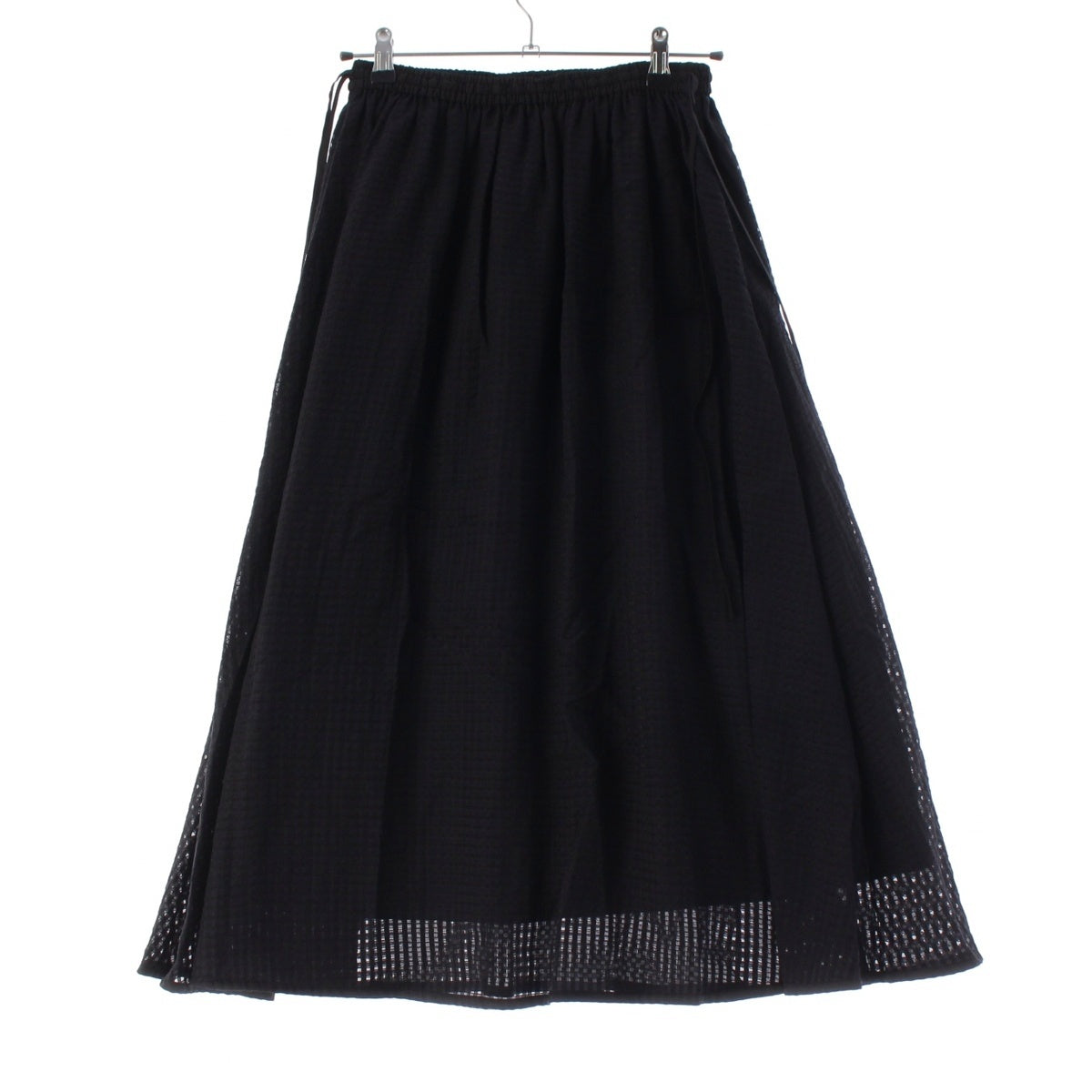 Drawer WGathered Check Flare Long Dress skirt Bottoms 6524-299-1792 black 38