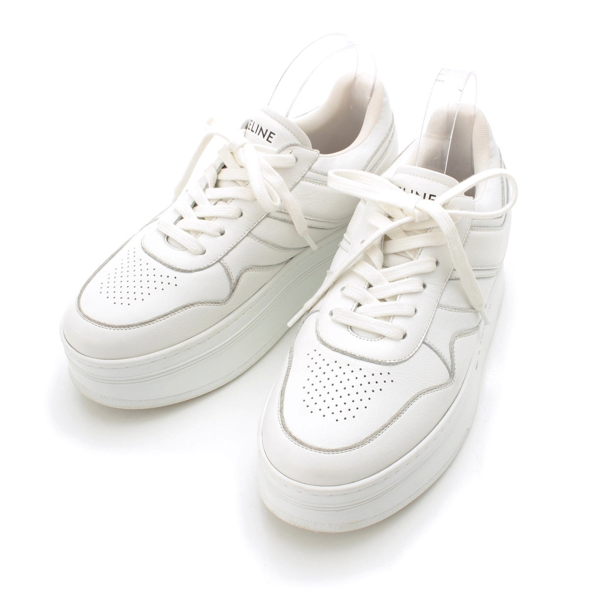 CELINE block leather sneakers Thick bottom shoes white 40