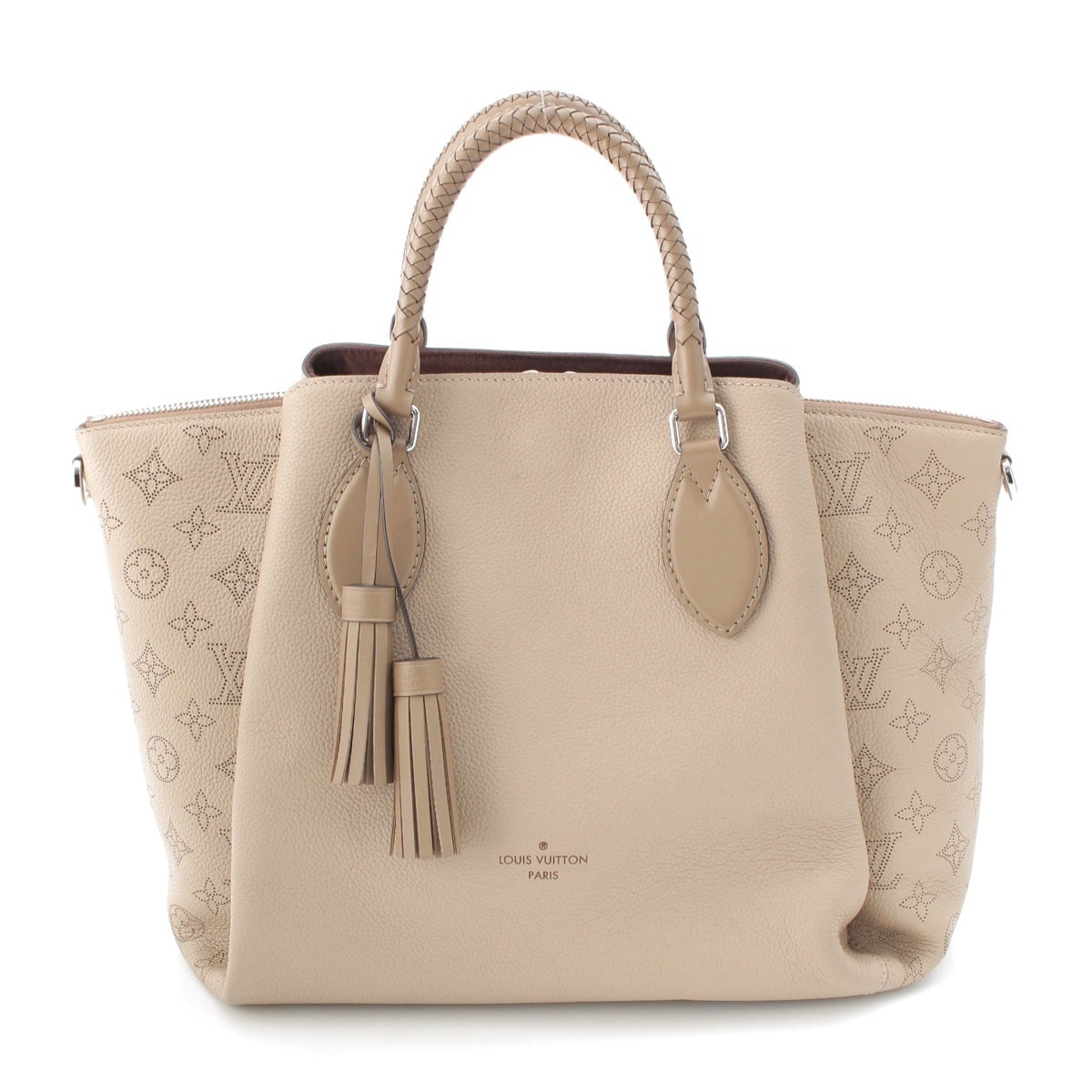 LOUIS VUITTON Mahina Omea leather Shoulder Handbag M55031 beige