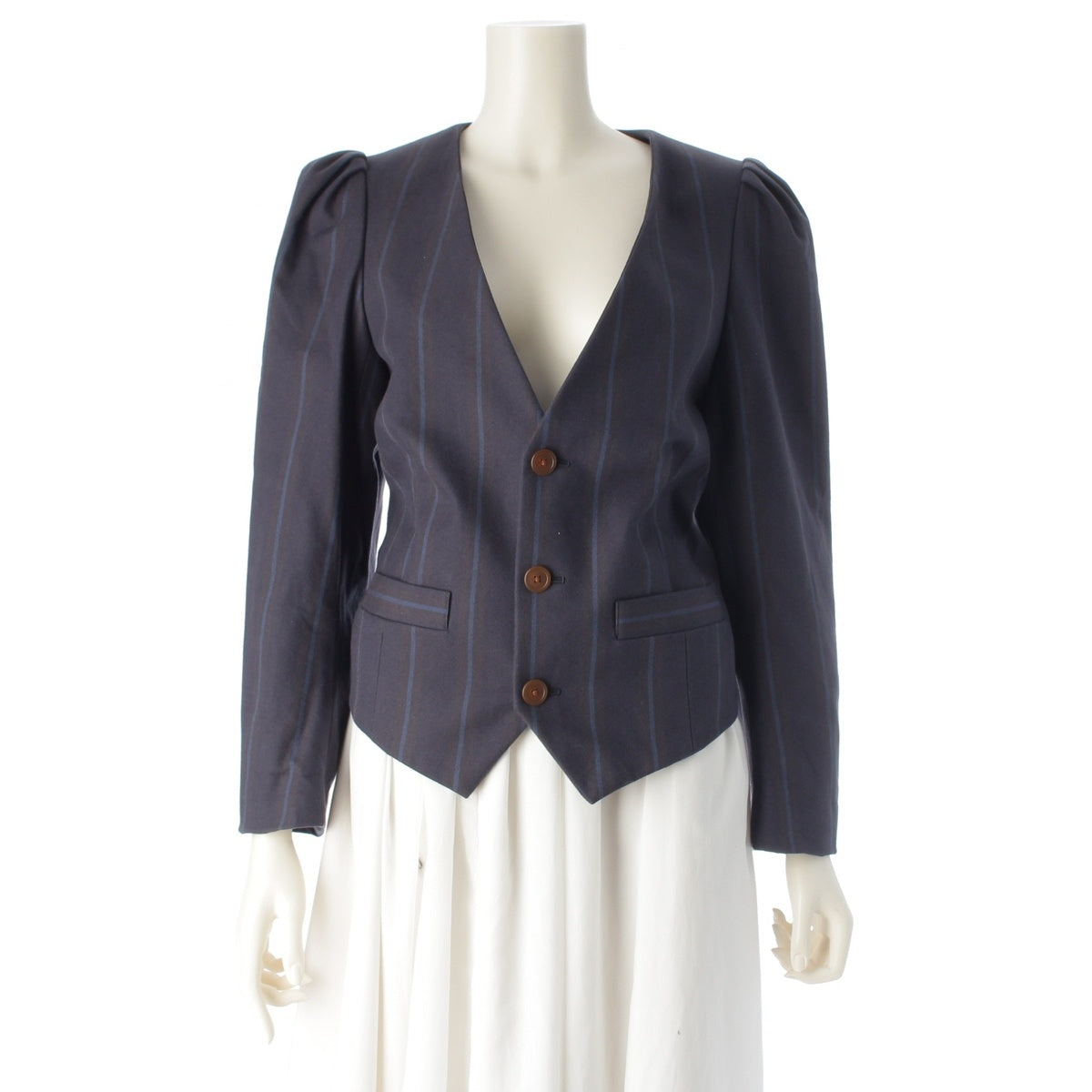 Vivienne Westwood Red label cotton Deformed Stripes tailored jacket Navy 00