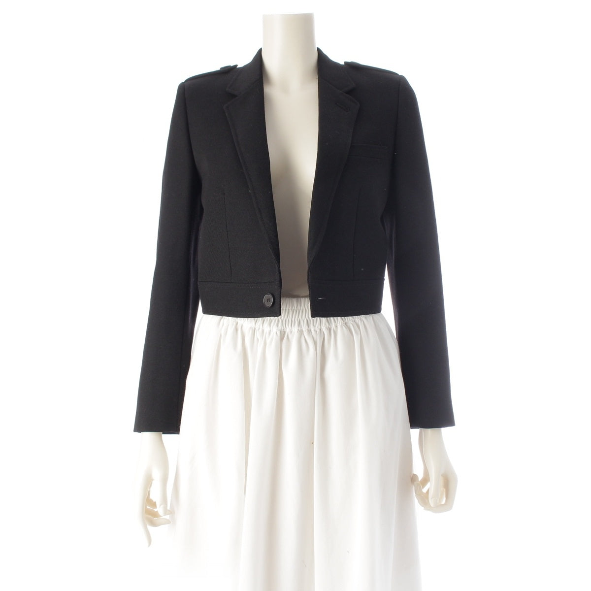 SAINT LAURENT wool cropped Jacket 403257 black F34