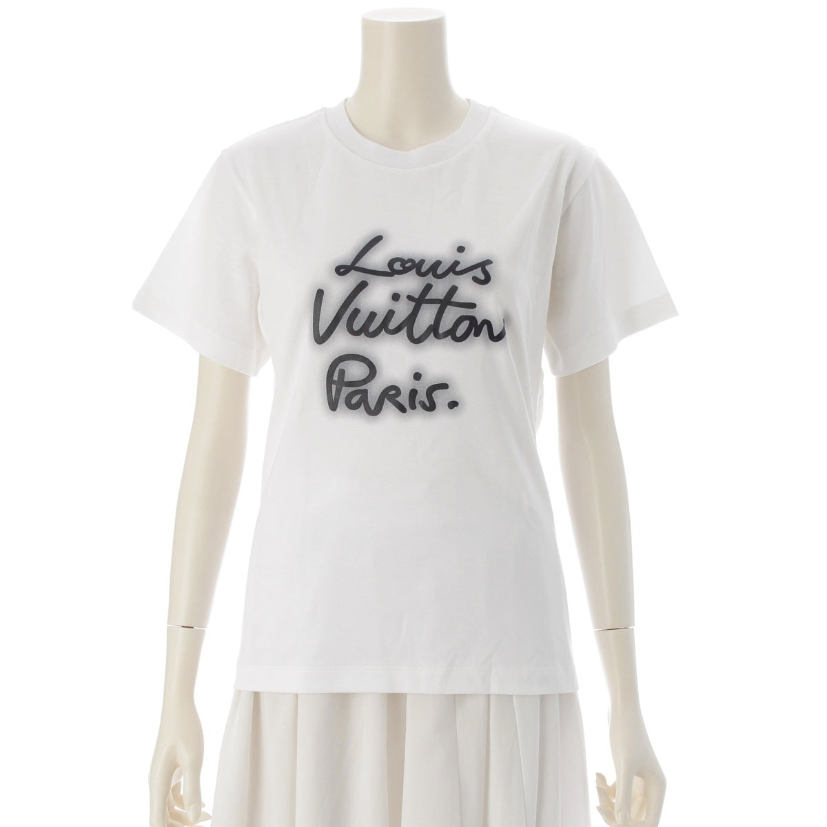LOUIS VUITTON Logo print short sleeve T-shirt Cut tops RW251WB UOL FSTS90 white XXS