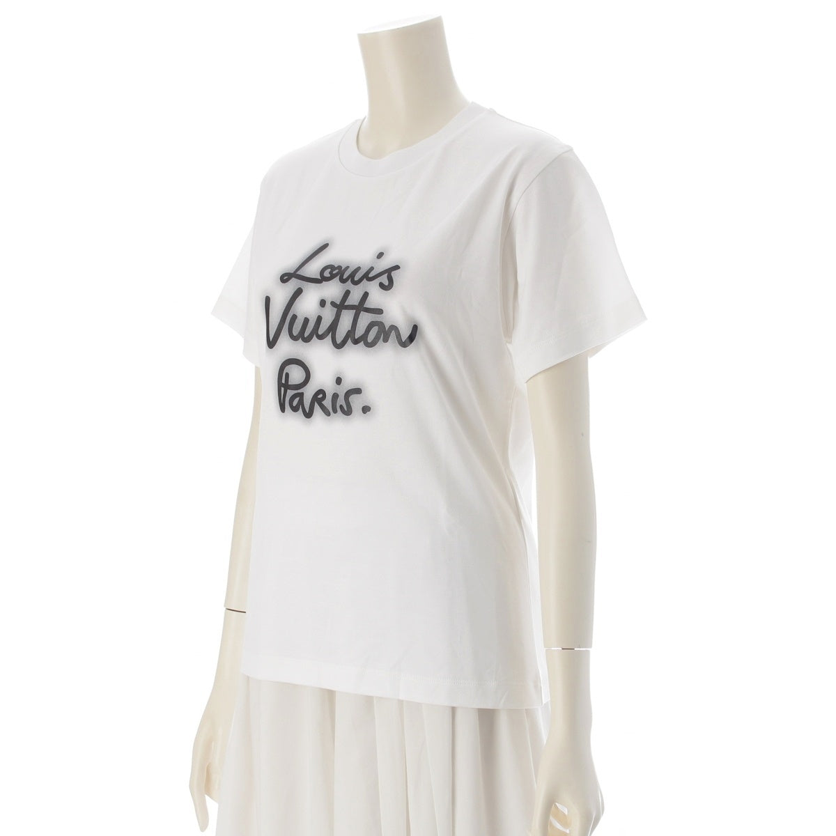 LOUIS VUITTON Logo print short sleeve T-shirt Cut tops RW251WB UOL FSTS90 white XXS