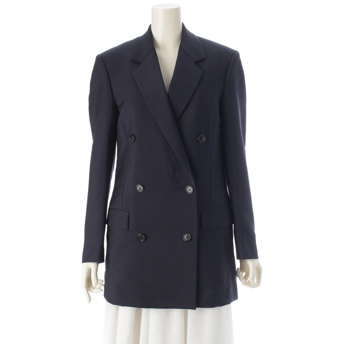 LOEWE Mohair Wool Double breasted tailored jacket outer S540Y03XA0 Navy 36
