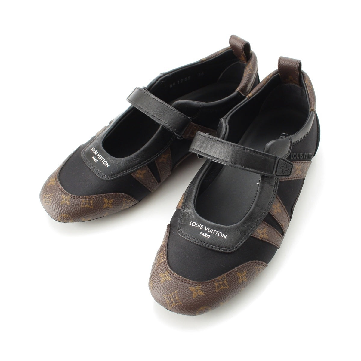LOUIS VUITTON LV Sneakers Monogram sneakers Mary Jane shoes Black x brown 36