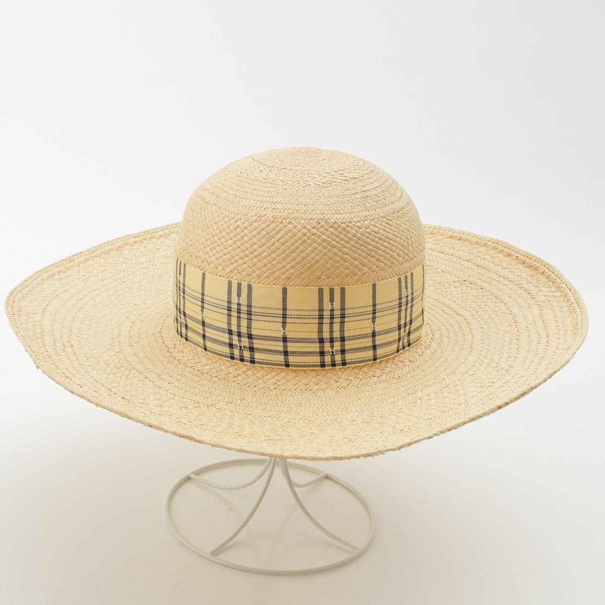 HERMES straw hat Straw hat (sale item) Beige yellow 57
