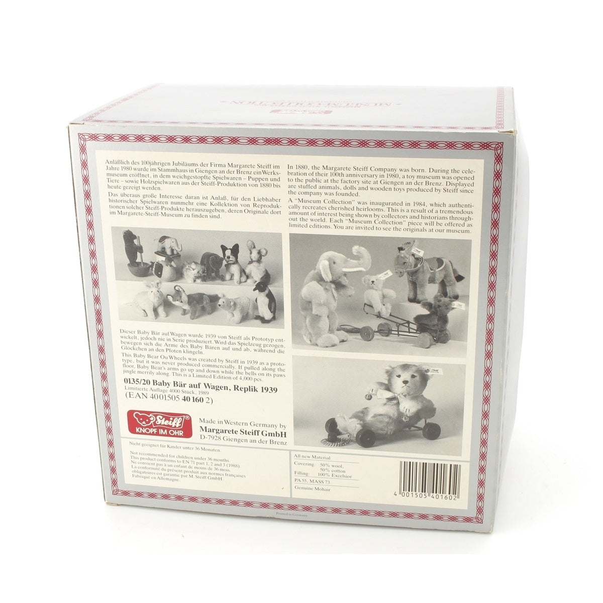 Steiff Museum Collection Baby Bear With Wagon Teddy bear wagon Toys 0135/20 Brown