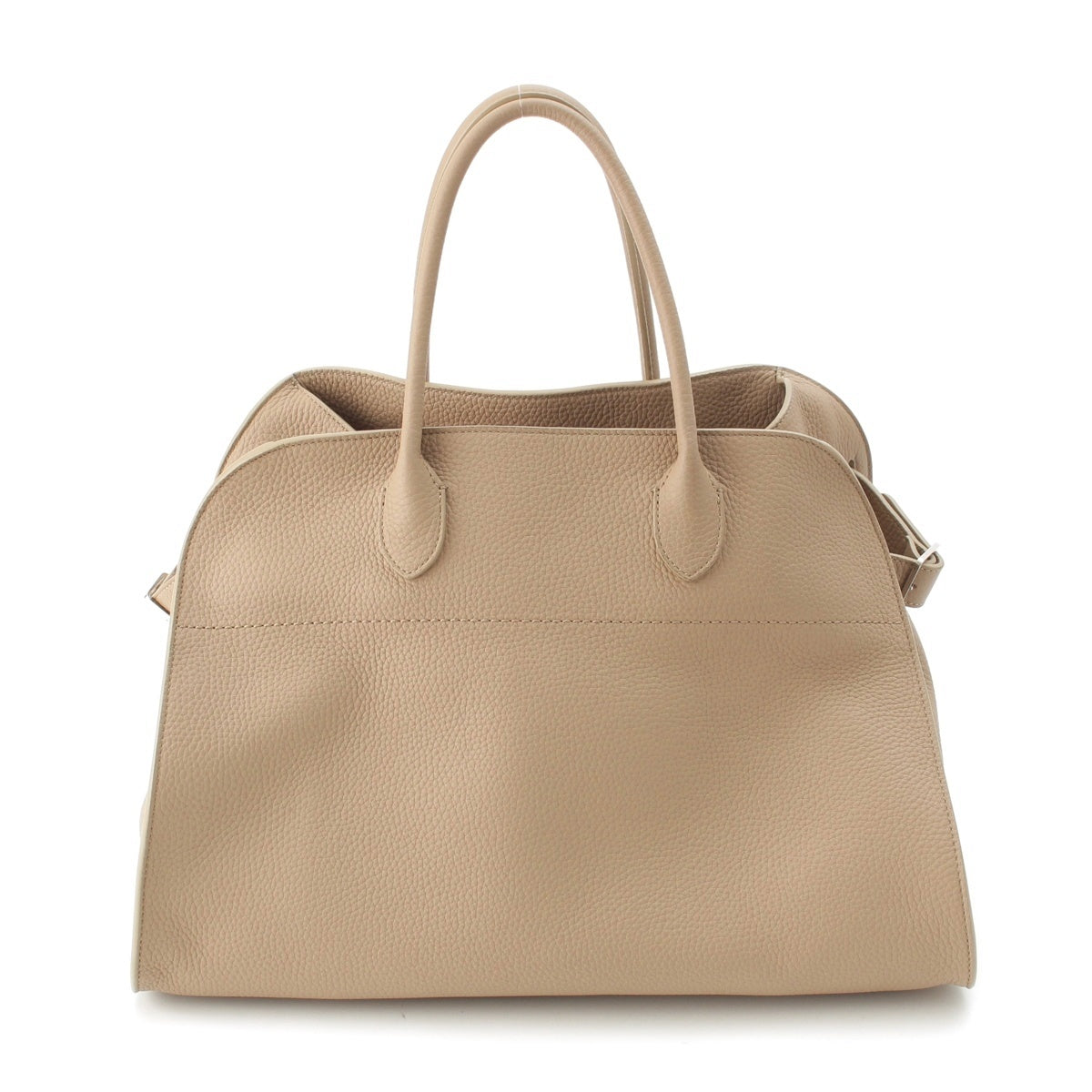 THE ROW Soft Margaux 15 Grain leather Handbag Tote Dark Taupe Beige SilverMetal