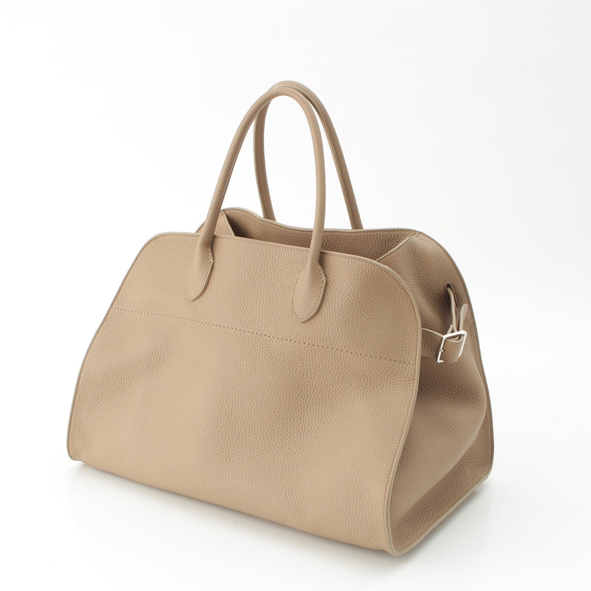THE ROW Soft Margaux 15 Grain leather Handbag Tote Dark Taupe Beige SilverMetal