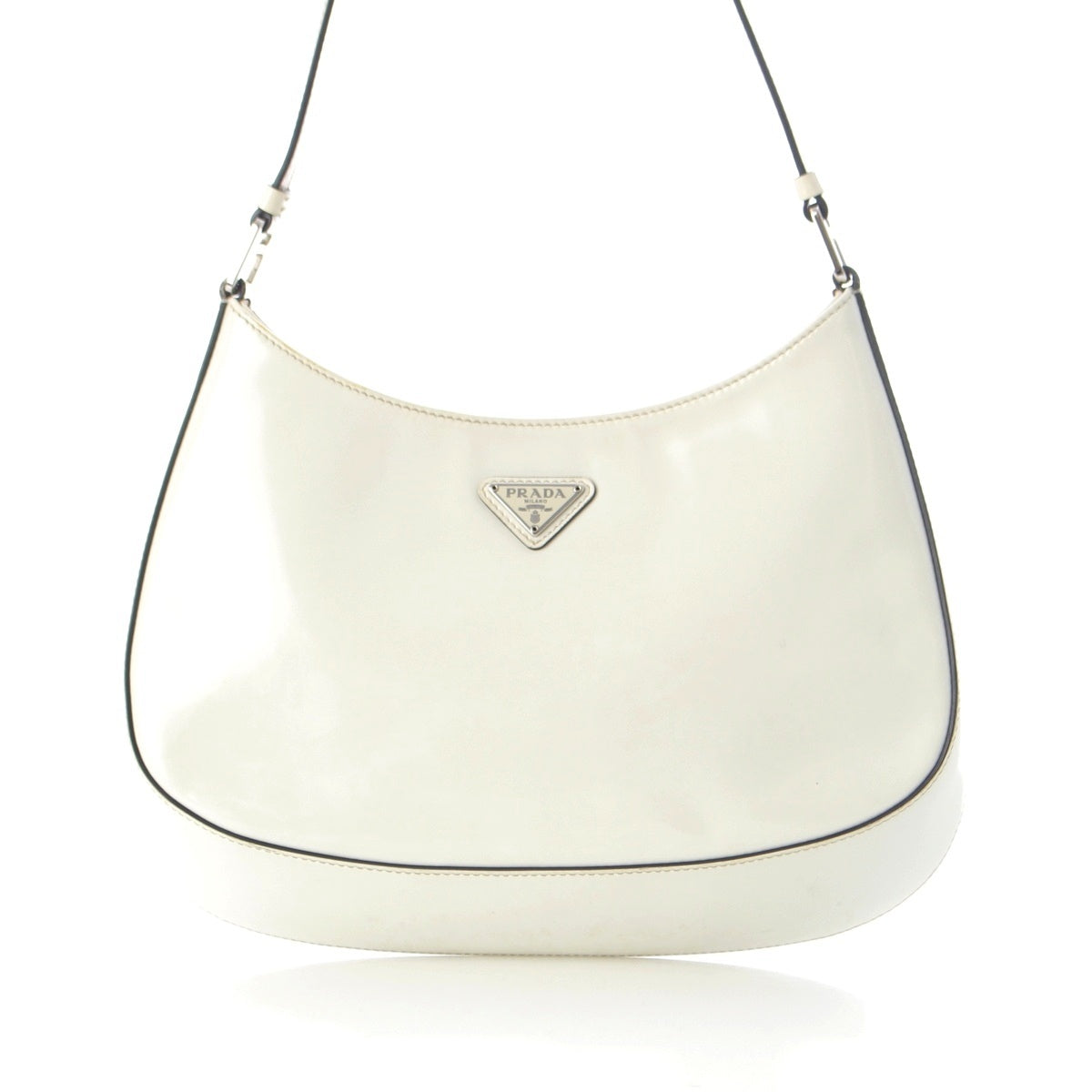 PRADA Creo leather Triangle Logo Shoulder Bag Handbag white