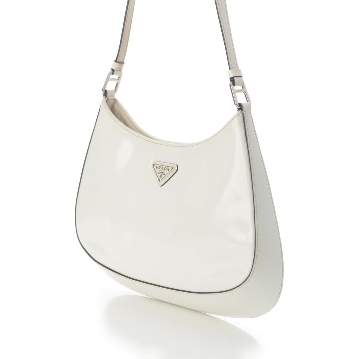 PRADA Creo leather Triangle Logo Shoulder Bag Handbag white