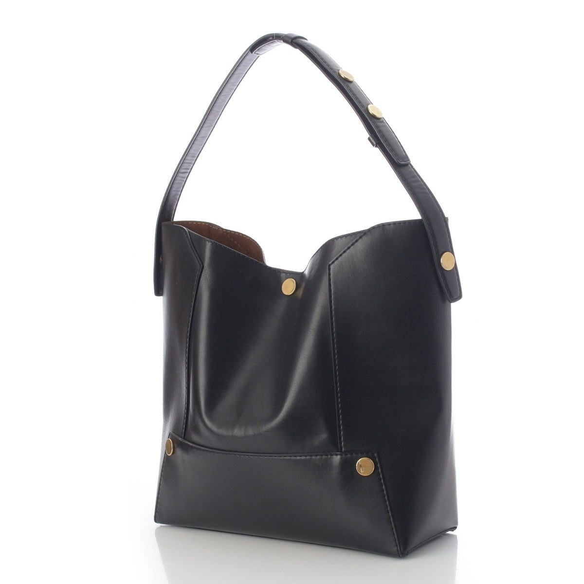 Stella McCartney Popper Bucket leather one belt bag Tote Bag black