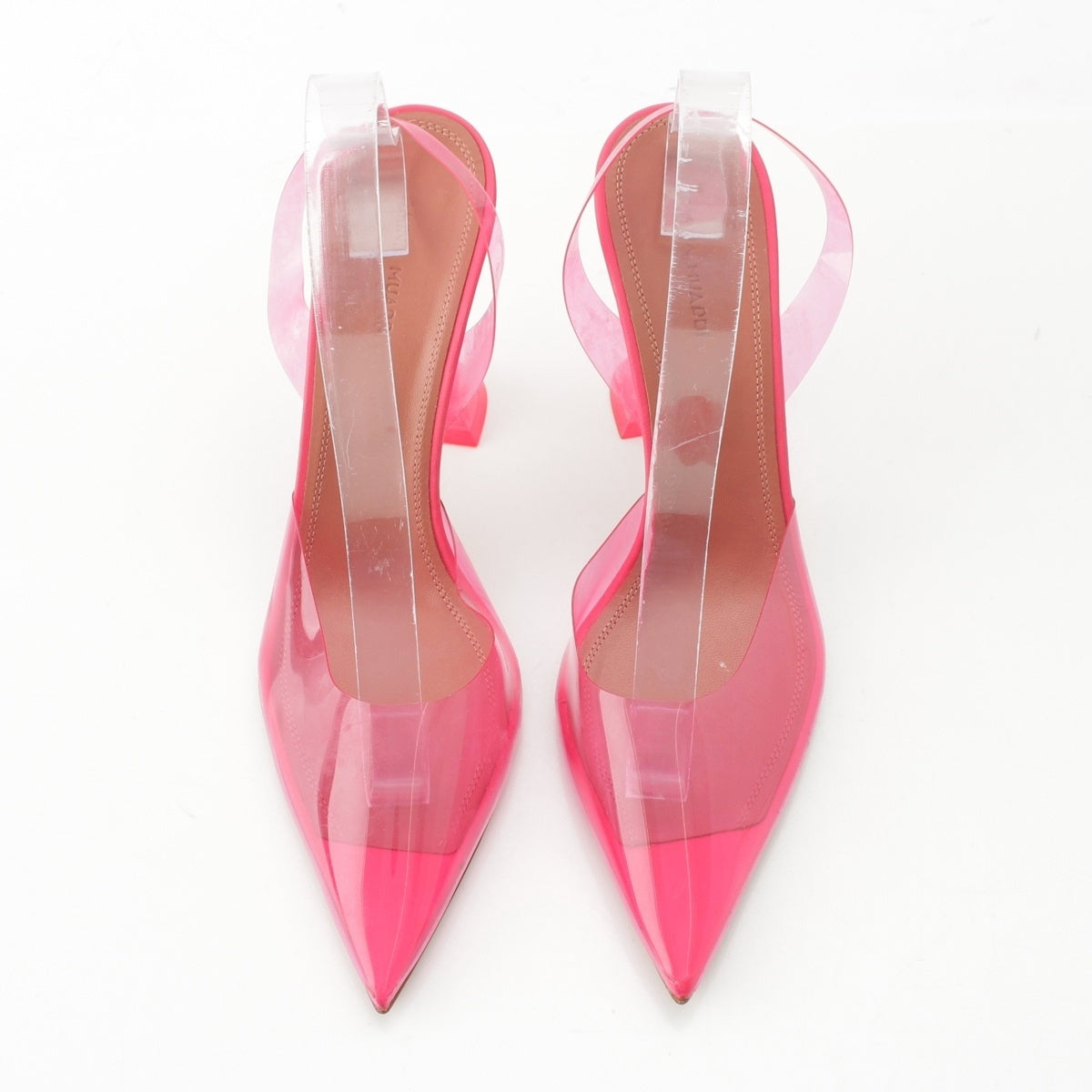 AMINA MUADDI Clear pointed toe pumps pink 41