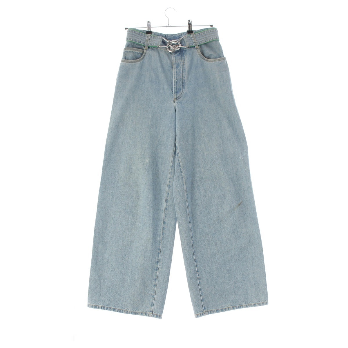 BOTTEGAVENETA denim Belted Wide Pants Bottoms 689091 Indigo Blue Green 36