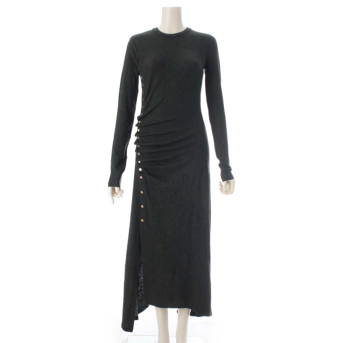 Paco Rabanne wool asymmetry one piece 23AJRO654LA0309 green 36