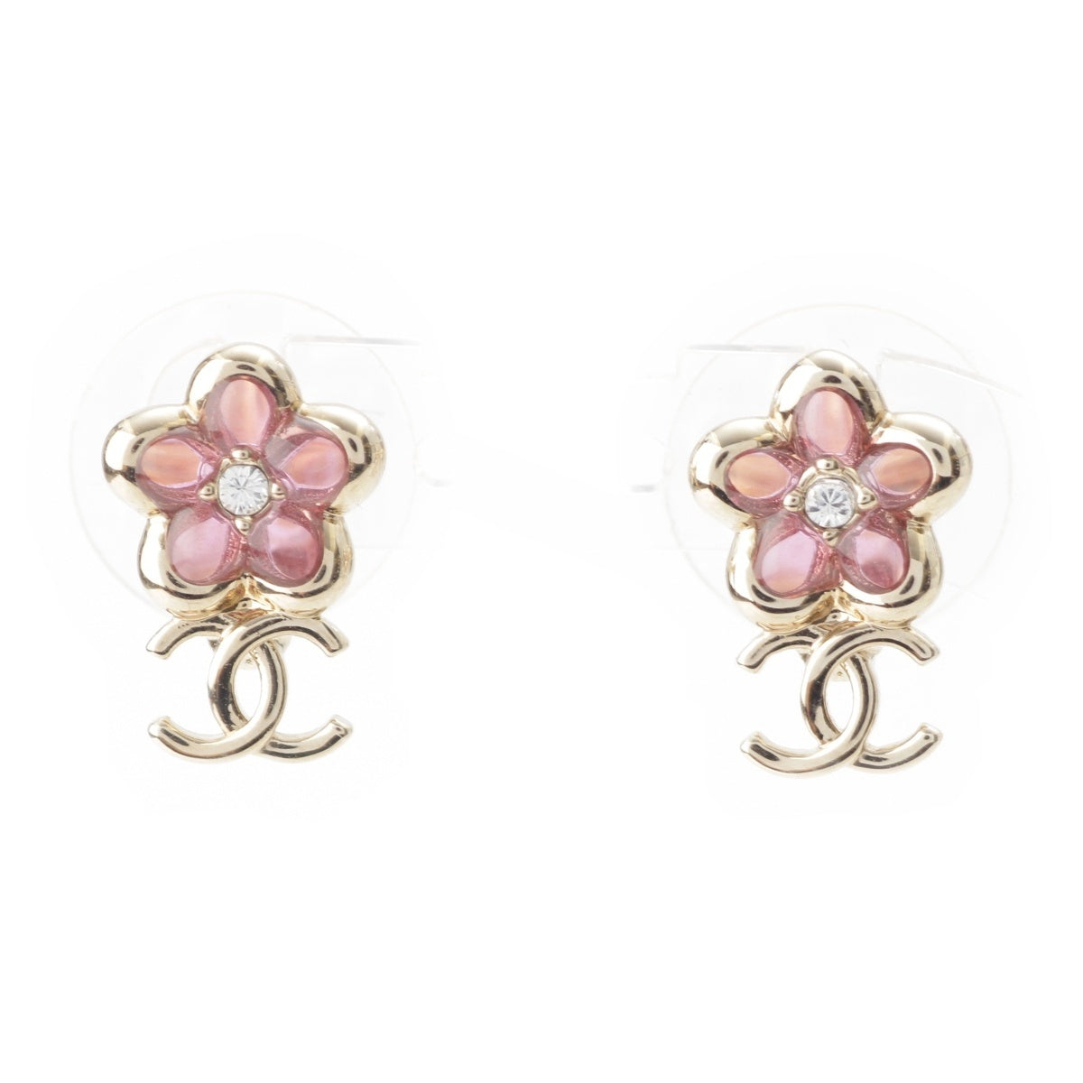 CHANEL A26C COCO Mark Flower Pierce ABG865 Pink gold