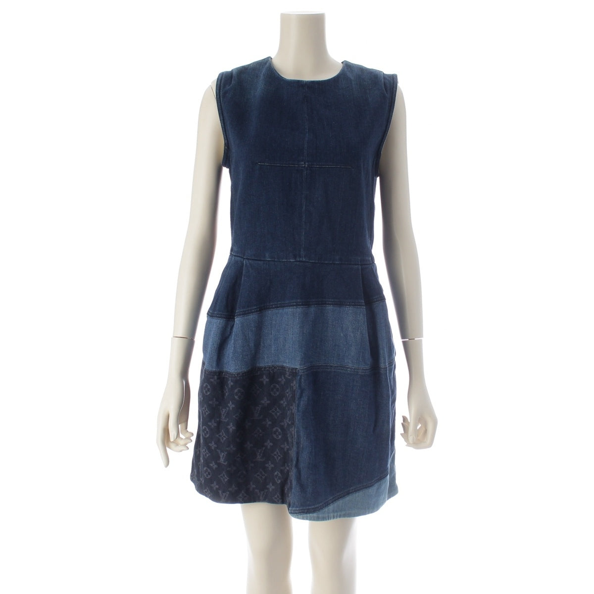 LOUIS VUITTON denim Sleeveless Monogram one piece RW132W Indigo 38