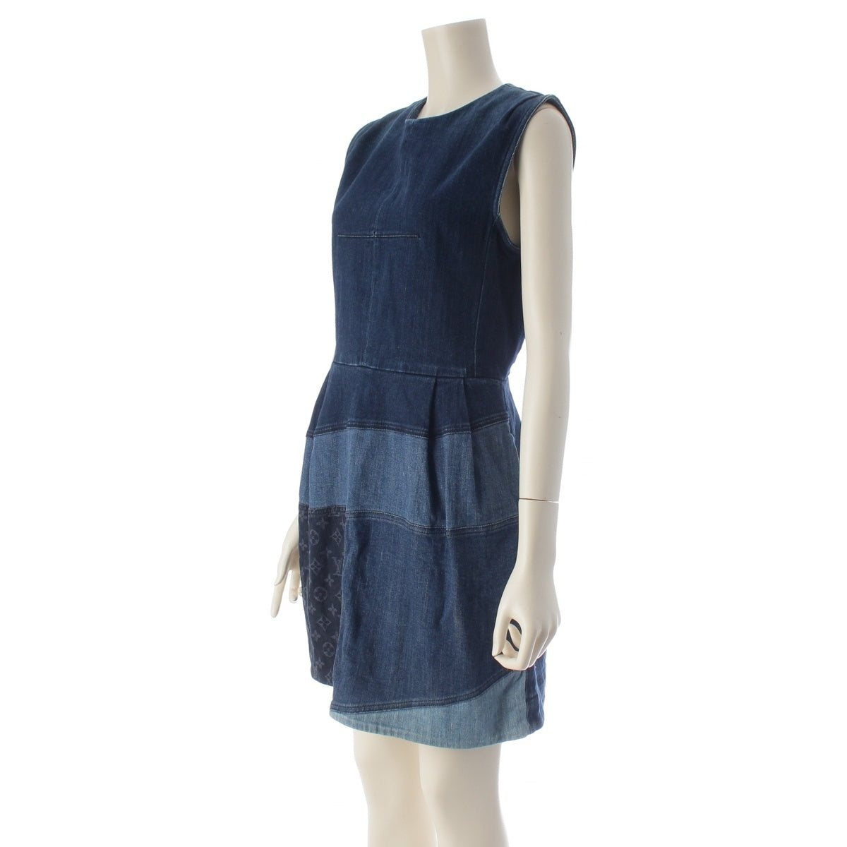 LOUIS VUITTON denim Sleeveless Monogram one piece RW132W Indigo 38
